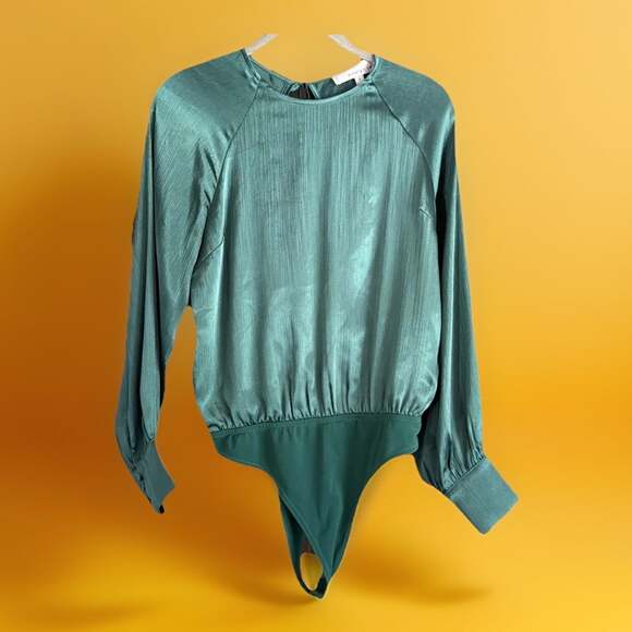 Adelyn Rae Tops - Adelyn Rae Forest green bodysuit open back whimsy witchy goth core flowy